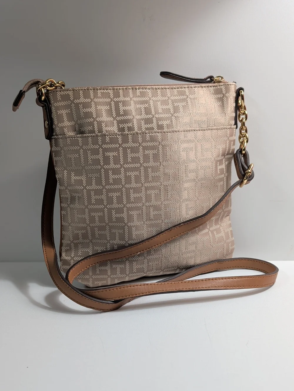 Tommy Hilfiger Monogram Canvas & Leather Crossbody Bag